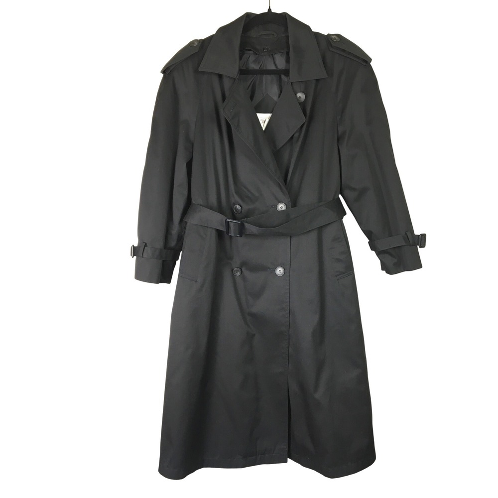 Worthington Black Double Breasted Trench Coat Thermolite Insulated 14DP Vintage